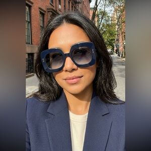 Bottega Veneta Navy Square Sunglasses